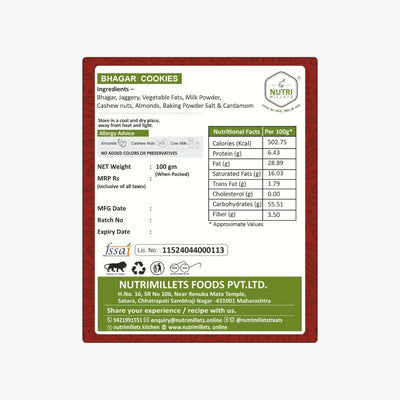 Nutrimillets Bhagar (Varai) Cookies