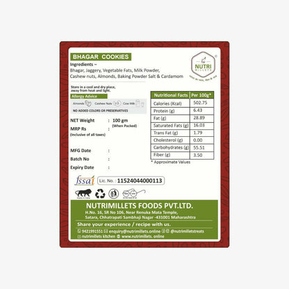 Nutrimillets Bhagar (Varai) Cookies