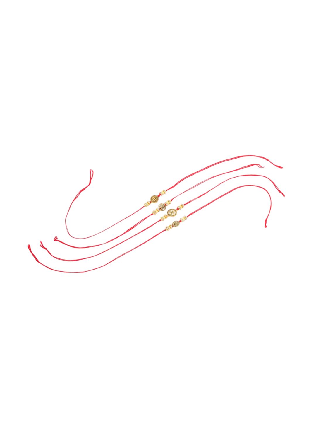 Anouk Set Of 2 Stones Studded Swastik Design Thread Rakhis & Roli Chawal Chandan
