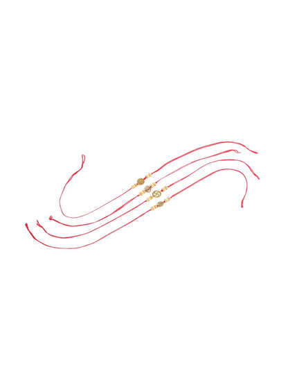 Anouk Set Of 2 Stones Studded Swastik Design Thread Rakhis & Roli Chawal Chandan
