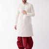 Men's Cream Silk Blend Straight Kurta and Dhoti Set