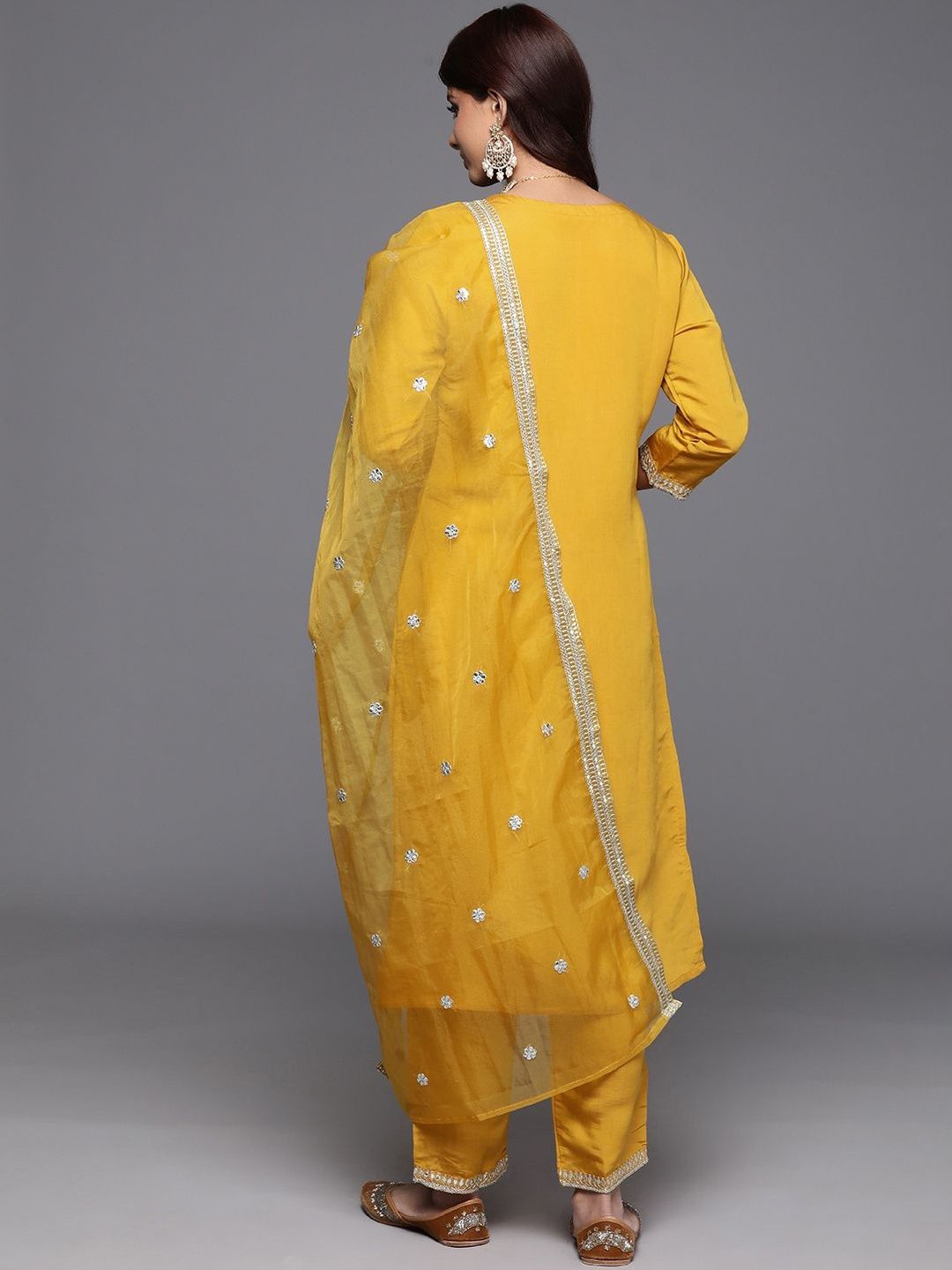 Women Ethnic Motifs Embroidered Regular Mirror Work Kurta Set With Dupatta