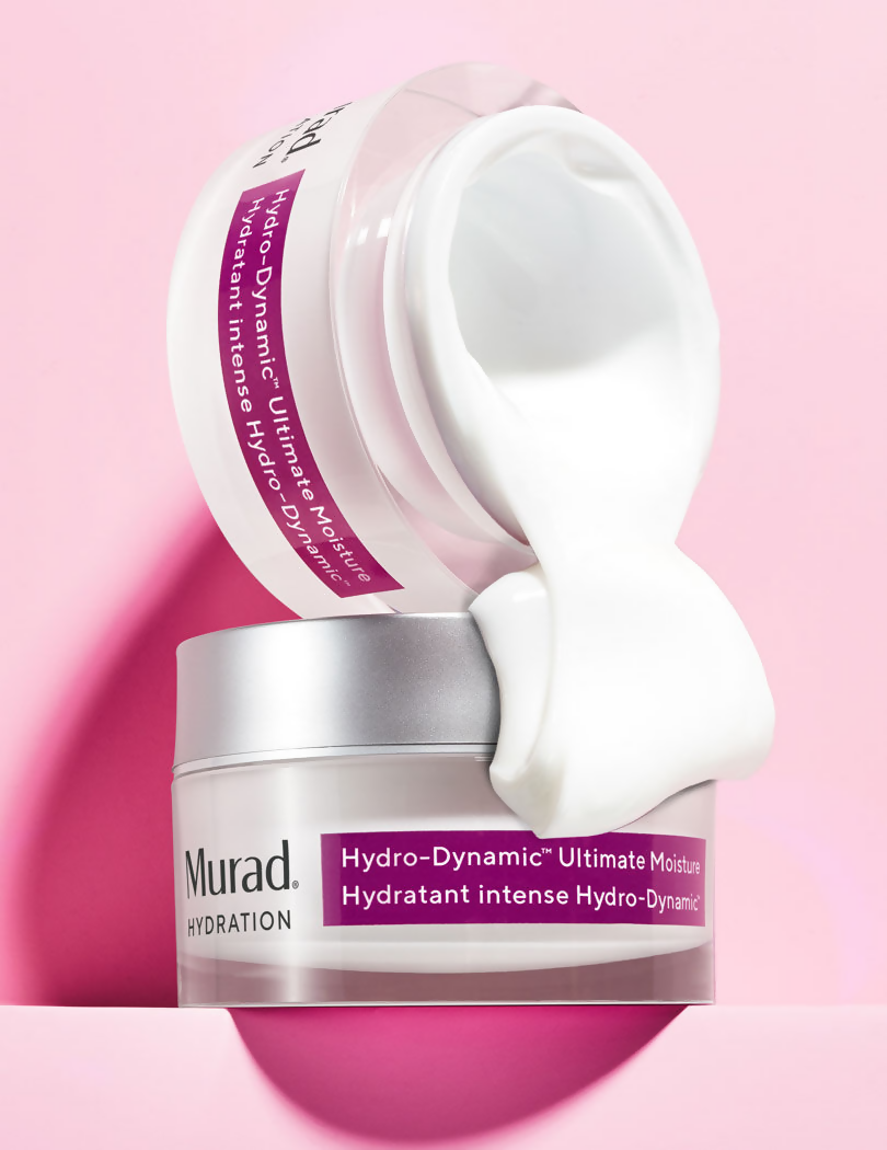 Murad Hydro-Dynamic Ultimate Moisture face moisturizer jar with a smooth, hydrating cream inside.