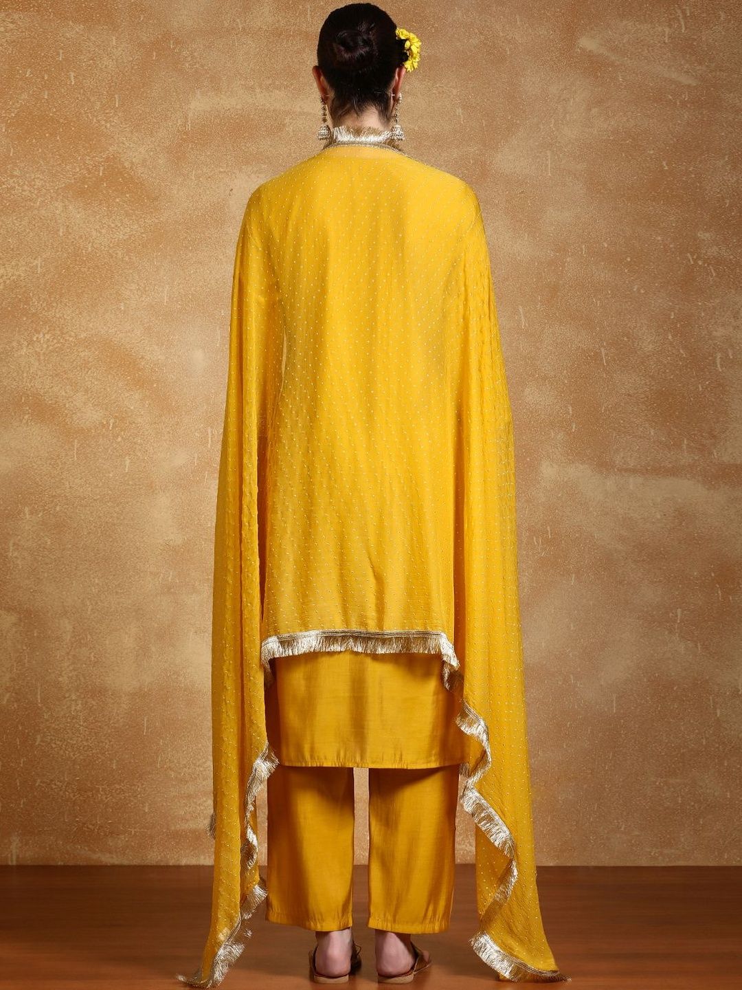 Indyancart VA Women Ethnic Motifs Embroidered Regular Thread Work Kurta with Palazzos & With Dupatta