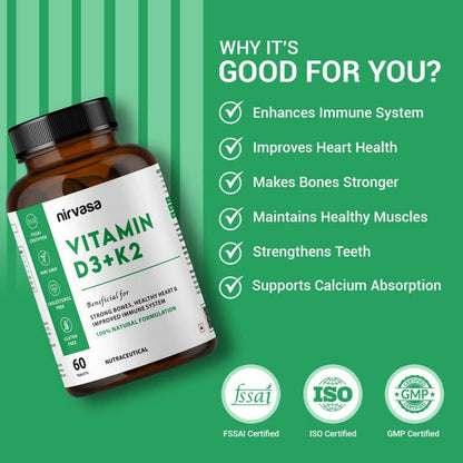 Nirvasa Vitamin D3 + K2 Tablets