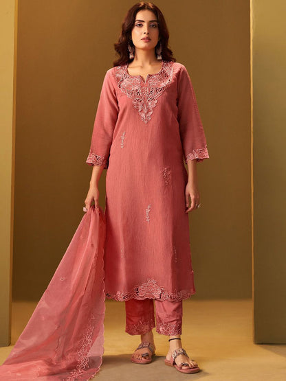 Women Floral Embroidered Kurta with Trousers & Dupatta