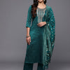 Dhiyona VA Women'sEthnic Motifs Embroidered Straight Kurta with Trousers & With Dupatta