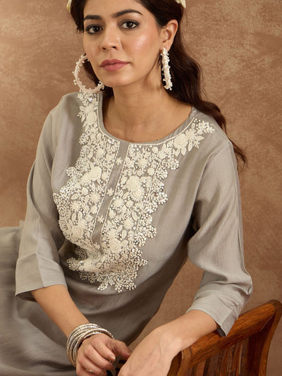 Dhiyona IE Women Ethnic Motifs Embroidered Regular Thread Work Kurta with Trousers