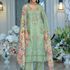 Dhiyona IE Women Floral Embroidered Regular Thread Work Kurta with Trousers & With Dupatta