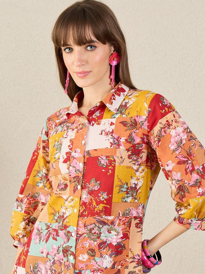 Women Floral Printed Regular Pure Cotton Kurta with Trousers
