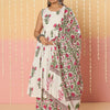 Dhiyona IE Women Floral Printed Regular Pure Cotton Kurta with Palazzos & With Dupatta
