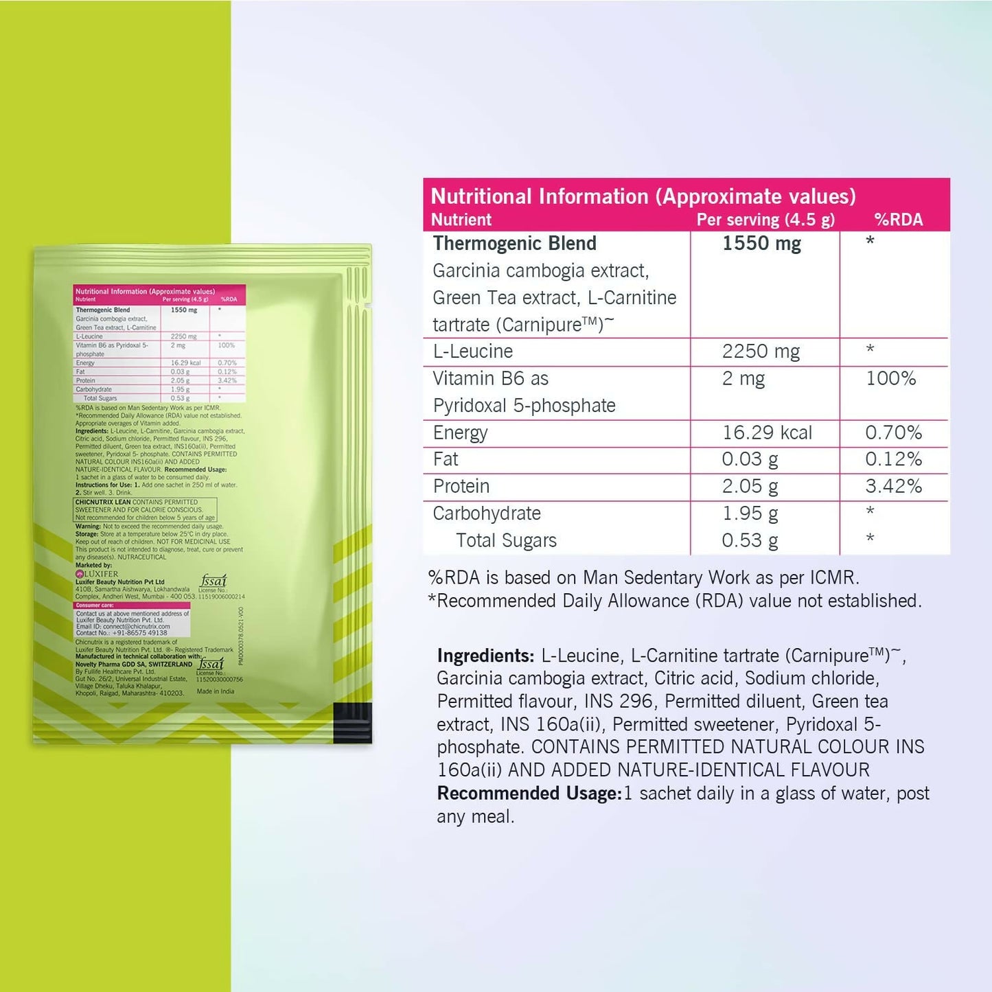 Chicnutrix Korean Lean Weight Management Fat Burner Sachets