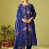 Dhiyona IE Women Floral Embroidered Thread Work Kurt Trousers & With Dupatta Kurta Sets