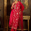 Dhiyona IE Floral Zari Embroidered Straight Kurta with Trouser & Dupatta
