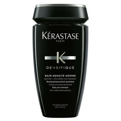 Kerastase Densifique Bain Densité Homme dry shampoo bottle with label, designed for men's hair thickening and freshness.
