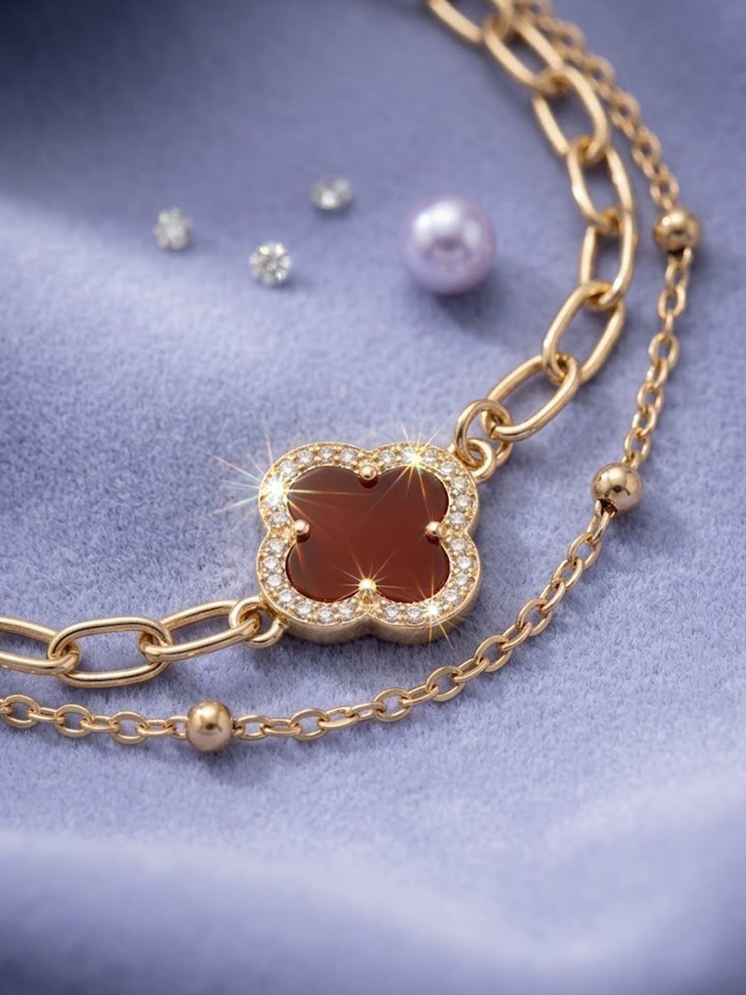 Anouk Women Artrificial Stones Gold Plated Rakhi With Roli Chawal Chandan Mishri