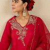 Dhiyona IE Paisley Embroidered Sequinned Liva Straight Kurta With Trousers & Dupatta