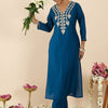 Dhiyona IE Embroidered V-Neck Three-Quarter Sleeves Tunic And Trousers