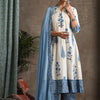 Women's Floral Printed Notch Neck Pure Cotton A-Line Kurta with Palazzos & Dupatta