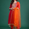Dhiyona IE Ethnic Motifs Embroidered Zari Regular Kurta With Trouser And Dupatta