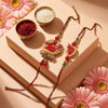 Dhiyona Set Of 2 Artificial Beads Bhaiya Bhabhi Rakhi With Roli Chawal Chandan Mishri