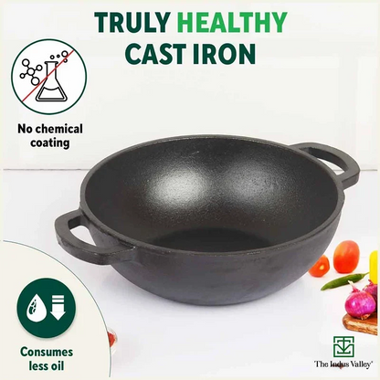 The Indus Valley CASTrong Cast Iron Cookware Set: Tawa+ Kadai, Kitchen Set for Home, Pre-seasoned, 100% Pure, Toxin-free, Induction, Tadka Pan