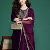 Indyancart IE Ethnic Motifs Embroidered Velvet Kurta with Trousers & With Dupatta