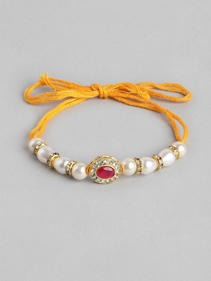 Anouk Unisex Set of 2 Beaded Bhai Bhabhi Rakhis With Roli & Chawal