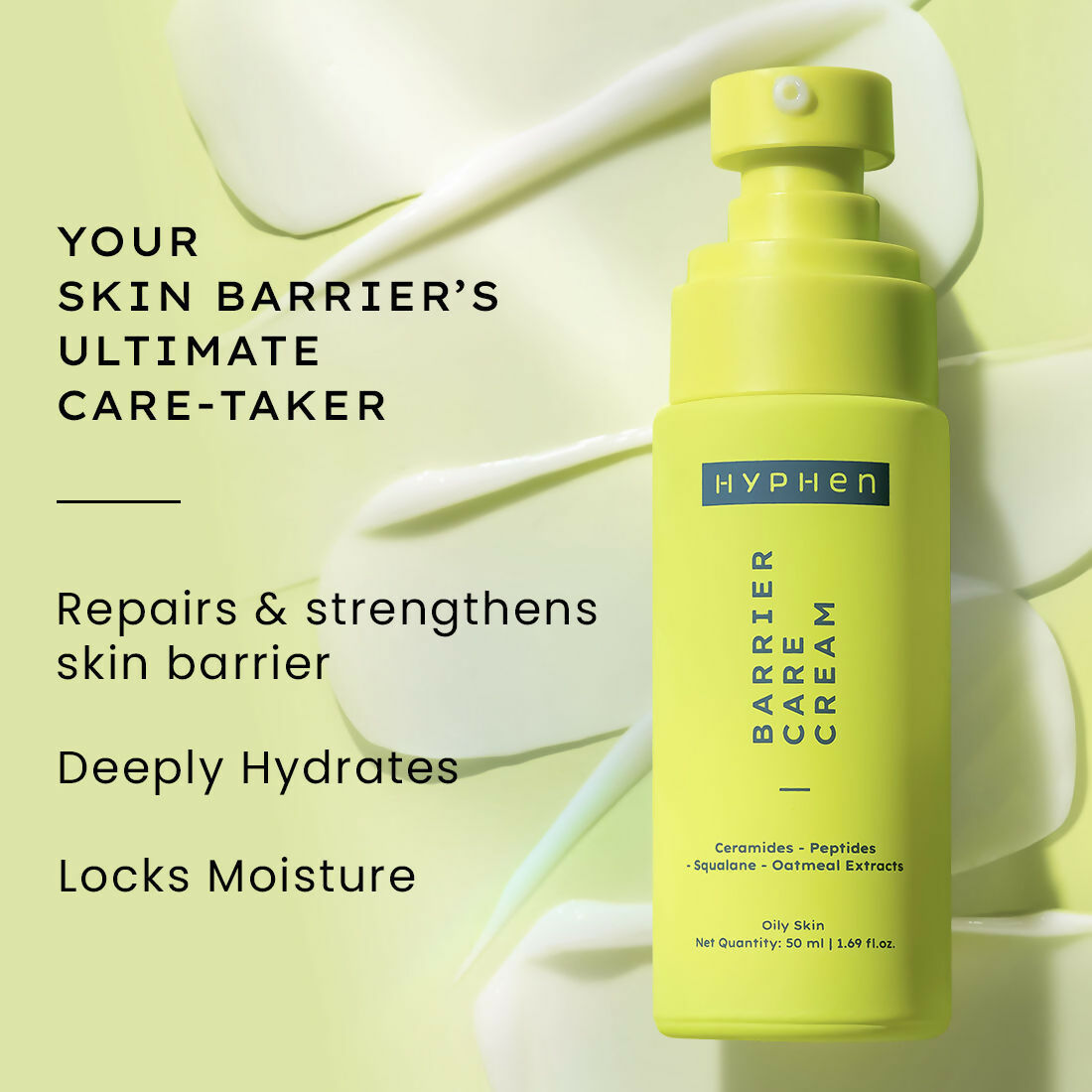 Hyphen by Kriti Sanon sunscreen in a tube, suitable for oil to dry skin, part of the cleanser, serum, moisturizer, and sunscreen combo set