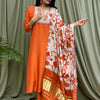 Indyancart SN Women's Floral Printed Cotton Anarkali Kurta with Trousers & Dupatta