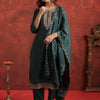 Dhiyona IE Floral Yoke Design Round Neck Thread Work Kurta With Trousers & Dupatta