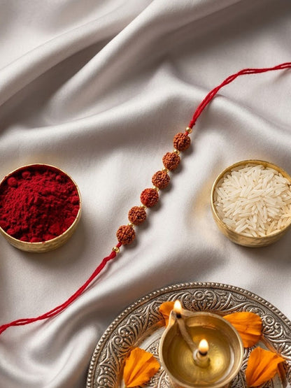 Anouk Religious Rudraksh Thread Rakhi With Roli Chawal Chandan Mishri