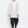 Men's Cream Silk Blend Pathani Kurta and Dhoti Set