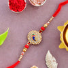 Dhiyona Gold-Toned Stone-Studded & Beaded Rakhi With Roli Chawal & Greeting Card