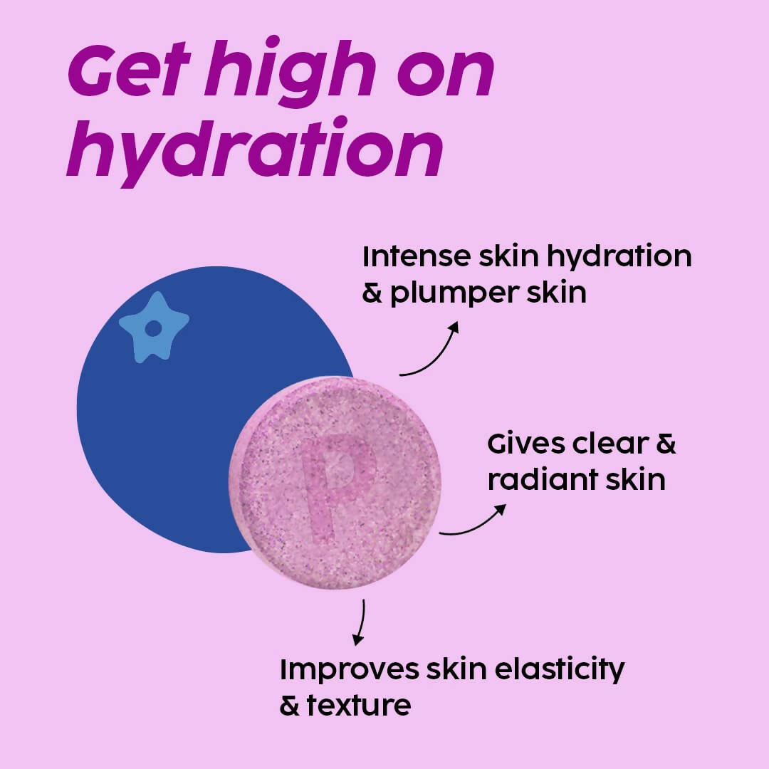 PLIX The Plant Fix Dewy Skin Hyaluronic Acid Effervescent Tablets For Radiant Skin - Blueberry - Indyancart