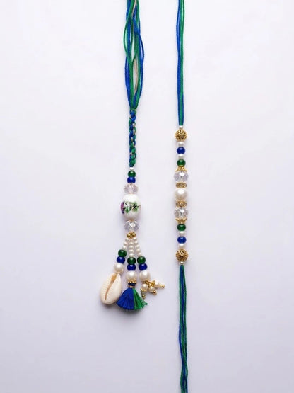 Anouk Set Of 2 Traditional Bhaiya Bhabhi Rakhi With Roli Chawal Chandan Mishri