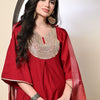 Dhiyona SN Women's Floral Yoke Design Pleated Sequinned A-Line Kurta With Dhoti Pants & Dupatta
