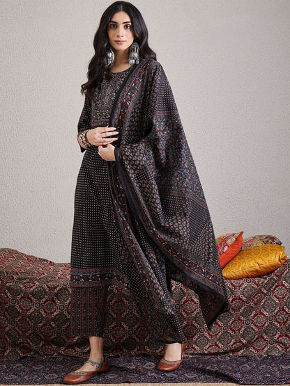 Women Ethnic Motifs Printed Regular Pure Cotton Kurta with Trousers & With Dupatta