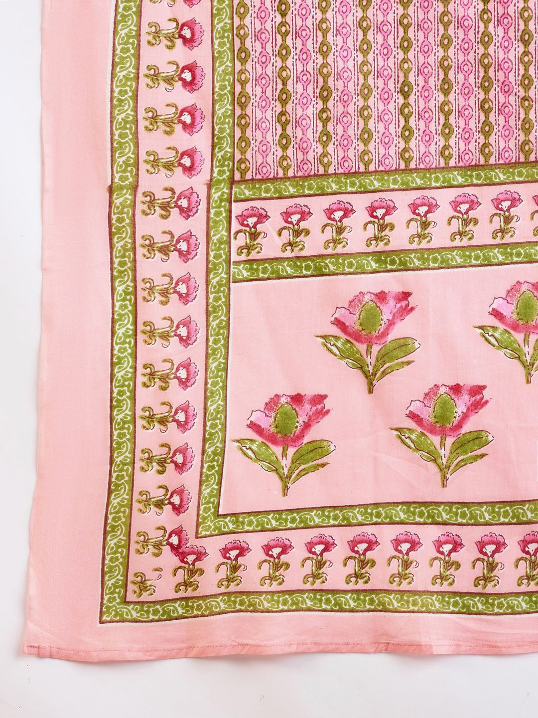 Indyancart IE Floral Printed Empire Pure Cotton A-Line Kurta With Trousers & Dupatta