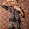Dhiyona IE Floral Printed V-Neck Pure Cotton Straight Kurta & Trousers