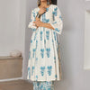 Indyancart IE Women Floral Printed Empire Pure Cotton Kurta with Trousers