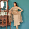 Dhiyona TI Women's Beige Solid Gota Kurta with Pant & Dupatta