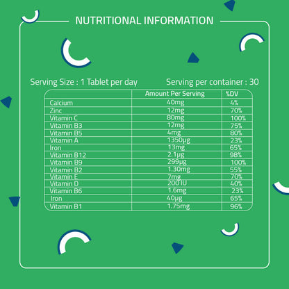 Laurik Multivitamin Supplements For Women | Vitamin A, C, D ,E With B Vitamins, Iron, Zinc And Calcium Tablets