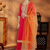 Dhiyona IE Women Ethnic Motifs Embroidered Regular Kurta with Trousers & With Dupatta