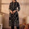 Dhiyona IE Ethnic Motifs Printed Panelled Band Collar Sequinned Pure Cotton Kurta & Trousers