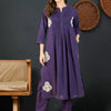 Dhiyona IE Women Ethnic Motifs Embroidered Pleated Thread Work Pure Cotton Kurta with Trousers