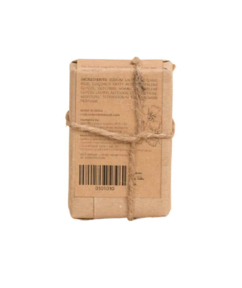 White Jasmine soap bar by Isha Life with floral scent, showcasing the elegant packaging and smooth soap surface.