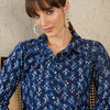 Dhiyona IE Geometric Printed Shirt Collar A-Line Pure Cotton Kurta With Palazzos