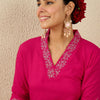 Dhiyona IE Women Ethnic Motifs Embroidered Regular Sequinned Straight Kurta with Trousers