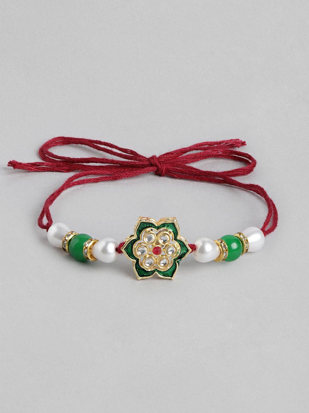 Anouk Unisex Set of 2 Beaded Bhai Bhabhi Rakhis With Roli & Chawal